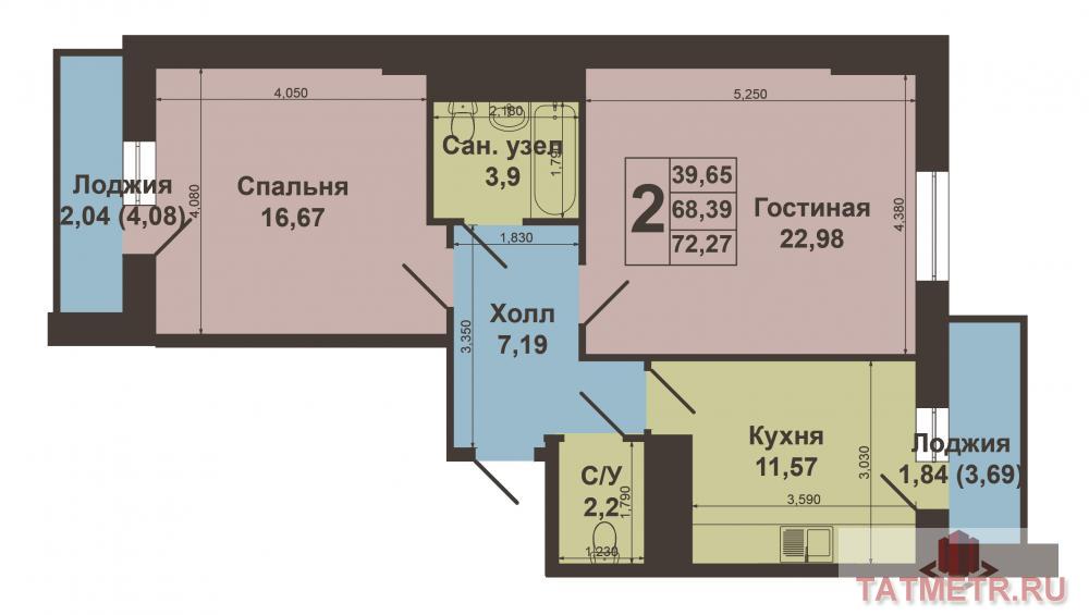Продажа / Квартиры, Казань, Победы проспект, 3 800 000 Продается 2-х комнатная квартира на 17/18 этаже в ЖК Победа по ул.Пр.Победы, 139. Квартира «распашонка»-68/36/10, с... - 3
