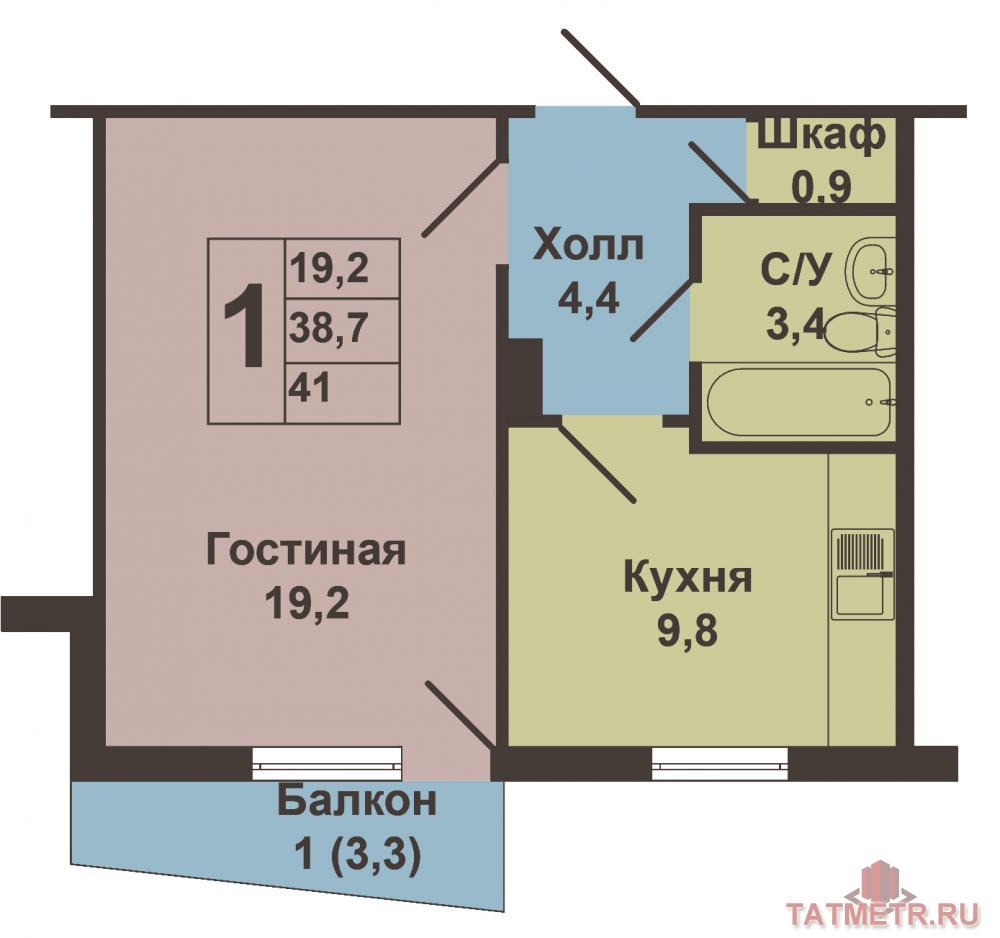 Продажа / Квартиры, Казань, Серова улица, 2 500 000 Хотите жить в просторной квартире? Есть отличное предложение! Продается 1-комнатная квартира «ленинградка», на 1-м... - 8