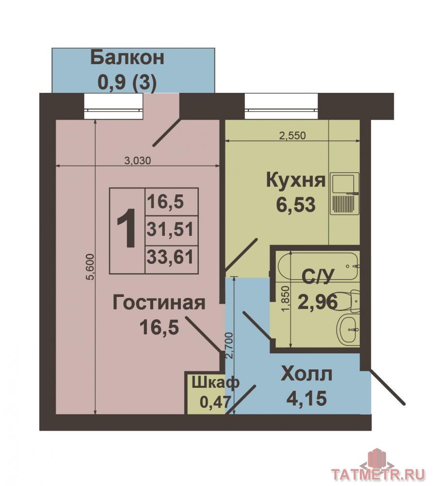 Продажа / Квартиры, Зеленодольск, Карла Маркса улица, 1 480 000 г. Зеленодольск, Зеленый Дол, ул. Карла Маркса, д. 60 Продается 1-комнатная квартира в кирпичном доме с хорошим... - 10