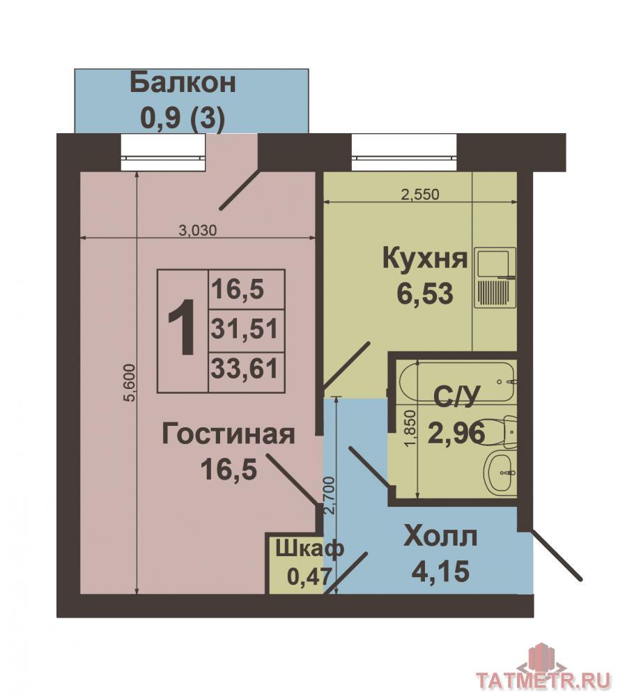 г. Зеленодольск, Зеленый Дол, ул. Карла Маркса, д. 60  Продается 1-комнатная квартира в кирпичном доме с хорошим... - 10