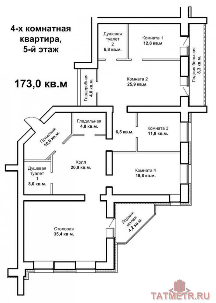 Продажа / Квартиры, Казань, Академика Лаврентьева улица, 15 999 000 Казань город, Ново-Савиновский, улица Академика Лаврентьева 11, м. Козья Слобода, 4 комн., общ. пл. 173 кв.м.,... - 3