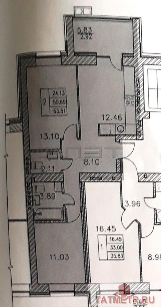 Продажа / Квартиры, Казань, Мамадышский тракт, 3 700 000 Советский район, ул. Мамадышский тракт, ЖК «ВЕСНА», Застройщик «Унистрой», 2-х комнатная квартира, площадь 54 кв.м.,... - 3