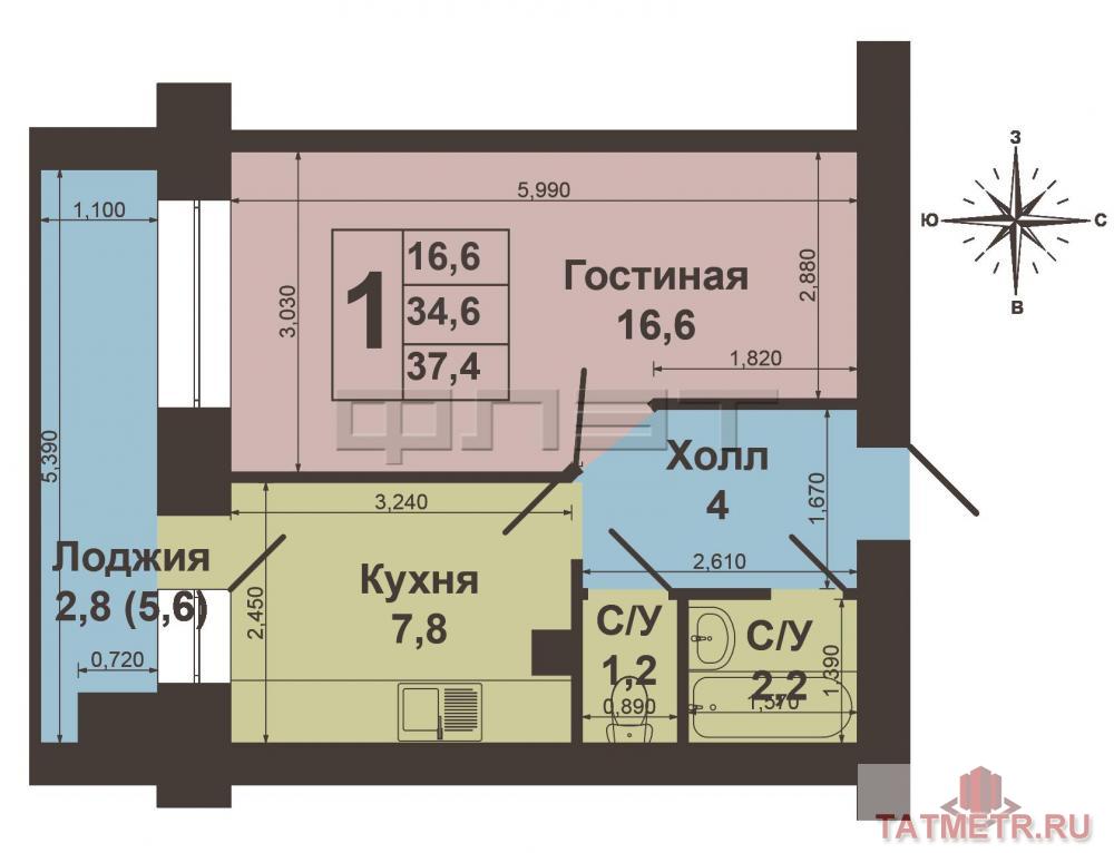 Казань, Авиастроительный район, ул. Побежимова, д. 36. Продам 1 комнатную квартиру «улучшенку» с хорошим ремонтом, на... - 4