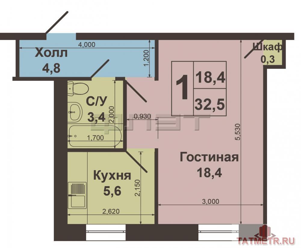 Ново-савиновский район, ул. Гагарина д. 2А.   Представлена  к продаже  однокомнатная квартира  в кирпичном доме,... - 7