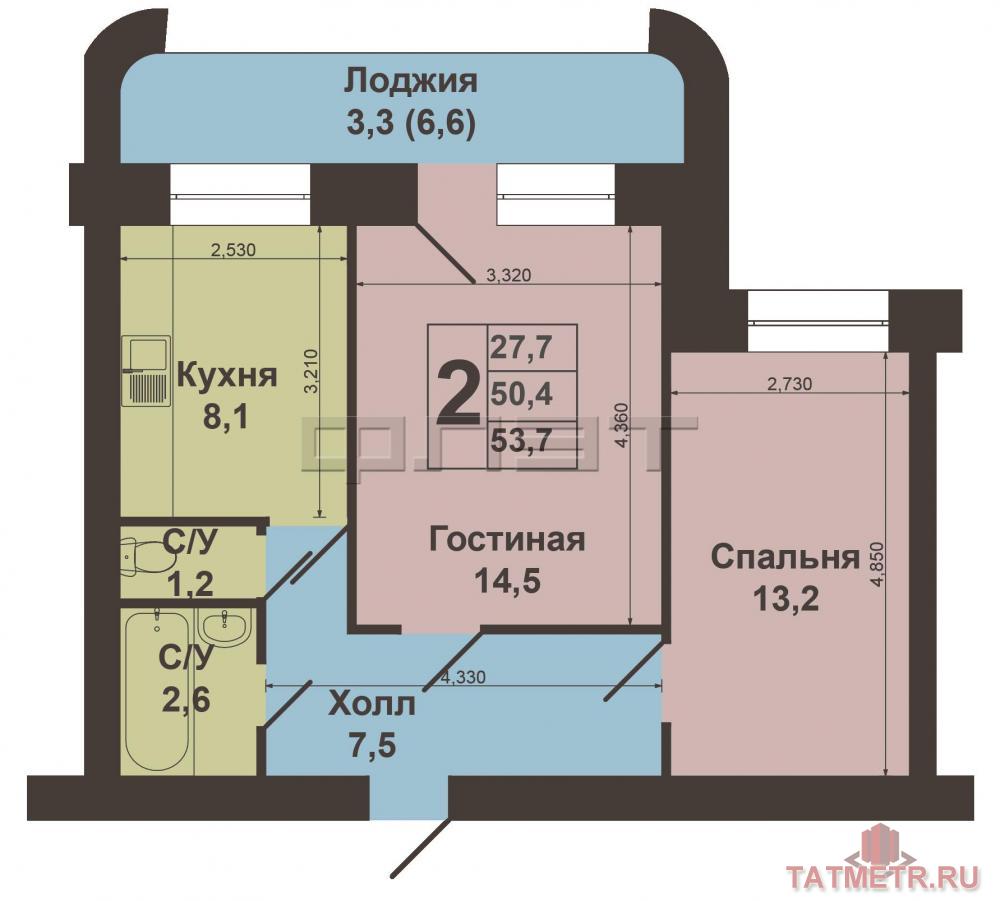 Продажа / Квартиры, Казань, Лукина улица, 3 400 000 Авиастроительный район, ул. Лукина, д.55. Продается отличная двух комнатная «ленинградка» на третьем этаже девяти... - 12