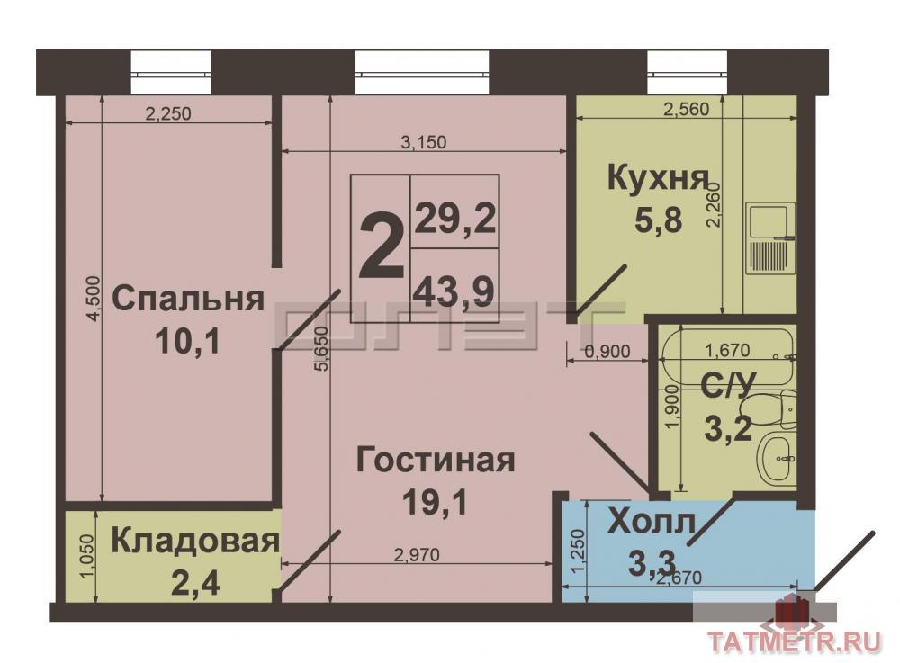 Продажа / Квартиры, Казань, Ибрагимова проспект, 2 610 000 г.Казань, Московский район, ул.Ибрагимова д.14, двухкомнатная квартира, кирпичный дом, этаж 2/5, не угловая по... - 10