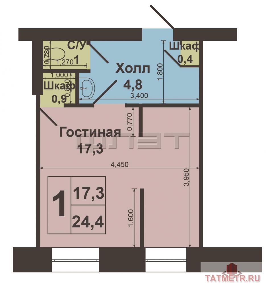 Продажа / Квартиры, Казань, Халитова улица, 1 570 000 г.Казань, Советский район, ул.Халитова д.7, двухкомнатная гостинка, площадь 24, 40м.кв. Этаж 3/5, кирпичный дом. Не... - 6