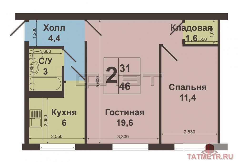 Продажа / Квартиры, Казань, Хади Такташа улица, 2 390 000 Вахитовский район, ул. Хади Такташ, д.93. Продается 2-х комнатная квартира в хорошем состоянии 46 м2 на 2-м этаже 5ти... - 6