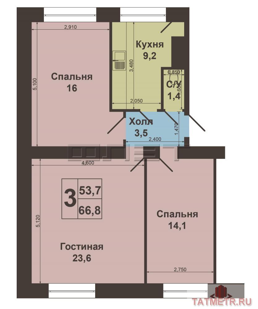 Продажа / Комнаты, Казань, Степана Халтурина улица, 800 000 Комната 19, 9 кв.м на 4 этаже 4 кирпичного дома по ул. Степана Халтурина, 2/24. Продается просторная светлая... - 10