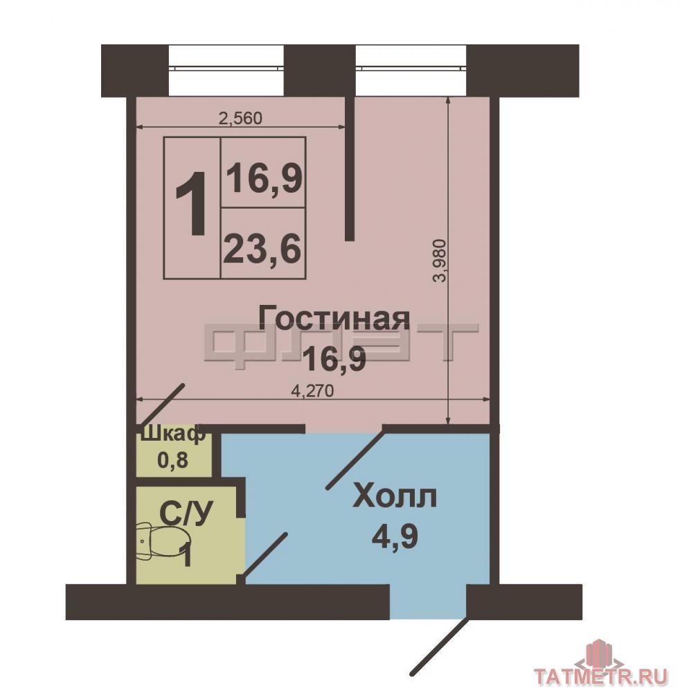 Продажа / Квартиры, Казань, Тар Урам улица, 1 500 000 г. Казань, Авиастроительный р-н, ул.Тар урам, д.3а продается отличная гостинка площадью 23, 6 кв.м. Дом кирпичный,... - 5
