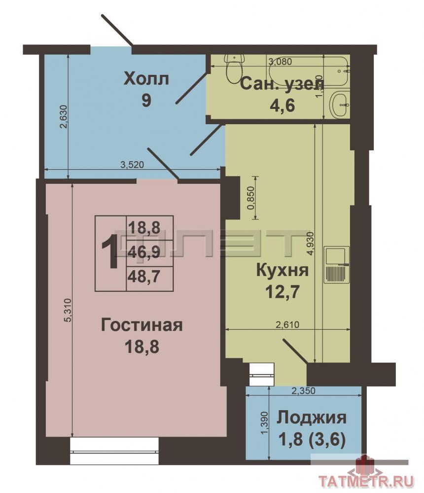 Продажа / Квартиры, Казань, Курашова улица, 5 500 000 Вахитовский район, Курашова 20. Выставлена на продажу стильная однокомнатная квартира- студия площадью 48, 8 м2 на 6... - 11