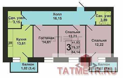 Продажа / Квартиры, Казань, Николая Ершова улица, 7 150 000 В Советском районе, в самом развивающемся жилищном комплексе ЖК АРТ Сити, продается шикарная 3 комнатная квартира, в... - 7