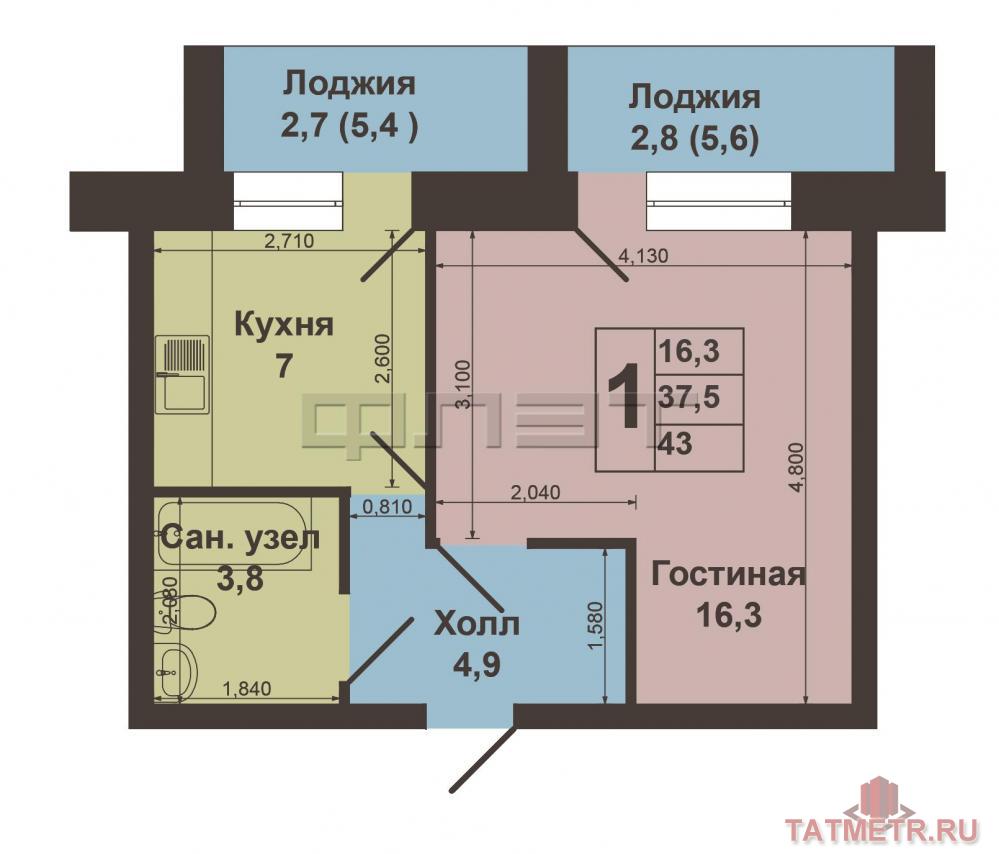 Продажа / Квартиры, Октябрьский, Санаторная улица, 1 200 000 ул. Санаторная, д. 1. В пос. Октябрьский продается однокомнатная квартира на удобном 2 этаже 5ти этажного кирпичного... - 9