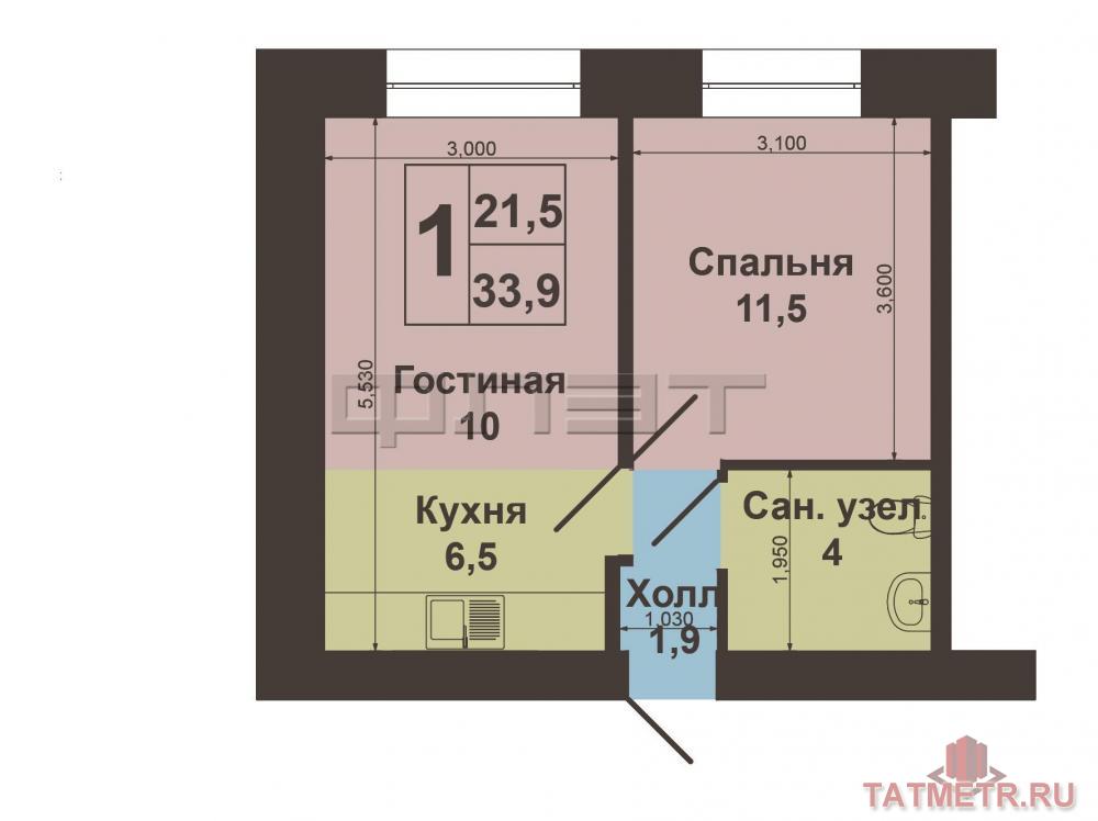 Казань, пос. Левченко,  Московский район,  ул. Ютазинская,  дом 18. Продается уютная 2-к квартира-студия.  Общая... - 5