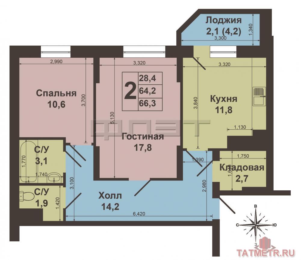 Продажа / Квартиры, Казань, Зилантовская улица, 3 310 000 Казань, Кировский район, Продается Большая двухкомнатная квартира в современном Жилом Комплексе «Салават Купере».... - 9