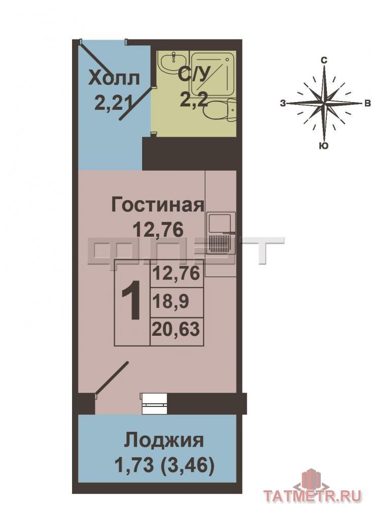 Продажа / Квартиры, Осиново, М улица.Ф.Гайсина, 1 560 000 Татарстан, Казань, с. Осиново. Продается 1-к квартира–студия в современном микрорайоне в ЖК «Радужный». ул.... - 7