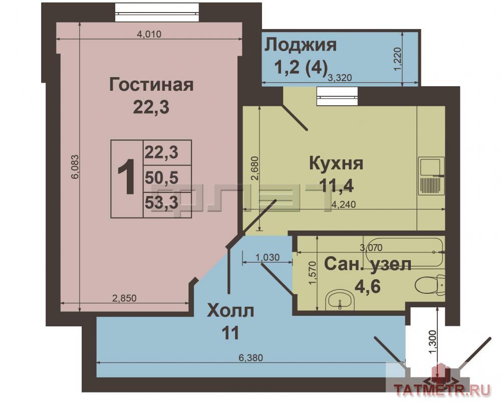 Продажа / Квартиры, Казань, Шуртыгина улица, 3 779 000 Советский район, ул. Шуртыгина 7. Продается просторная 1 к. квартира в новом сданном доме с переменной этажностью... - 9