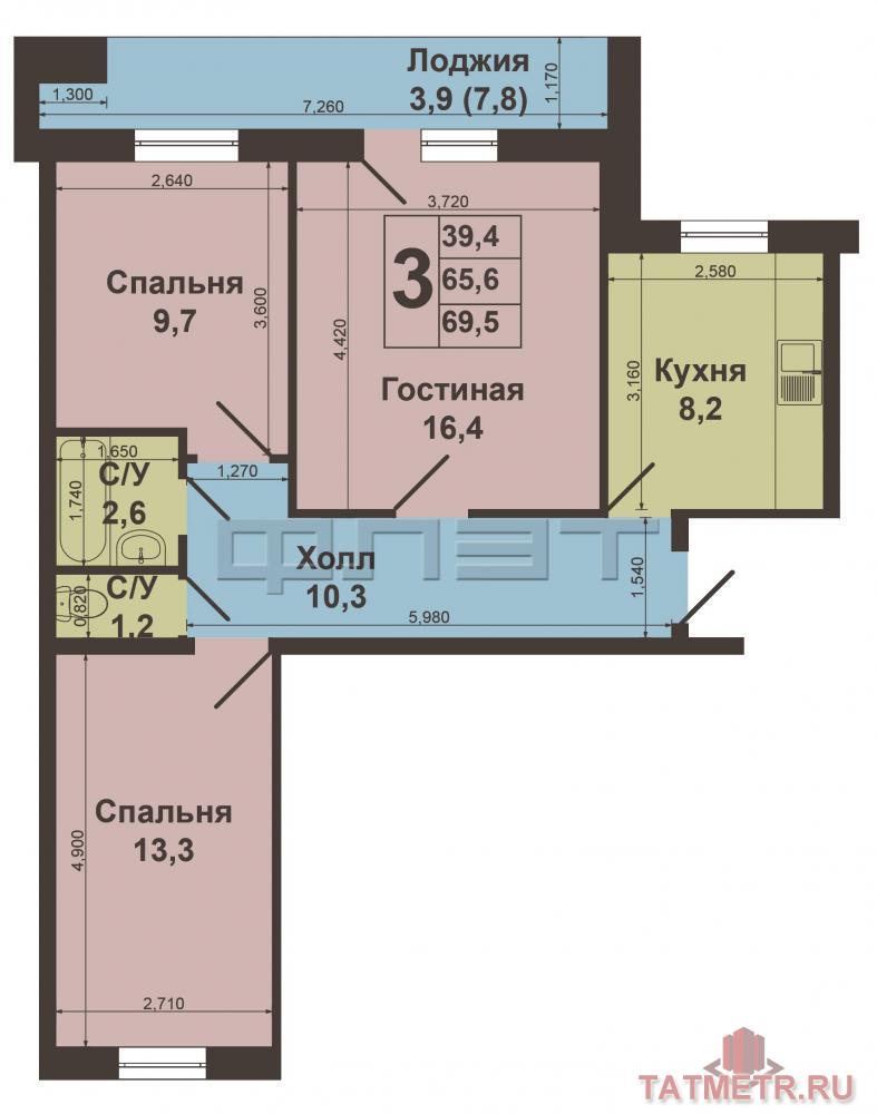 Продажа / Квартиры, Казань, Декабристов улица, 4 500 000 Продаю 3-ую квартиру по ул. Декабристов, д.8. Московский район. Теплая, светлая 3-к квартира распашонка 65, 6... - 6