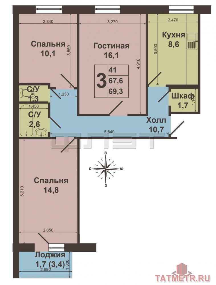 Продажа / Квартиры, Казань, Фатыха Амирхана проспект, 4 150 000 Продаю отличную 3-ую квартиру по ул. Амирхана, д.26. Теплая, светлая 3-к квартира 67, 6 кв.м.,на 2-ом этаже... - 8