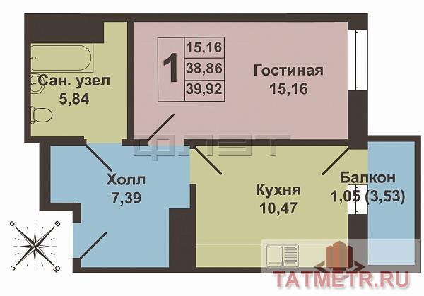 Продажа / Квартиры, Казань, Альберта Камалеева проспект, 2 974 040 Продается однокомнатная квартира по выгодной цене в новом жилом комплексе 'Казань XXI век'. Общая площадь квартиры... - 4