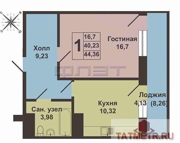 Продажа / Квартиры, Казань, Альберта Камалеева проспект, 3 216 100 Продается просторная светлая однокомнатная квартира в жилом комплексе 'Казань XXI век'. Общая площадь квартиры 44.36... - 5