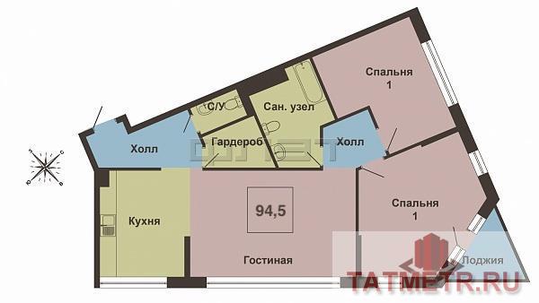 Продажа / Квартиры, Казань, Щербаковский переулок, 7 635 600 Продается трехкомнатная квартира площадью 94.50 кв.м. в ЖК 'Clover House' в центре города. Из окон квартир... - 3