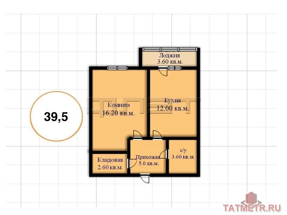 Продажа / Квартиры, Габишево, Советская улица, 1 755 250 Продается уютная 1-комнатная квартира на 5 этаже. Общая площадь квартиры 39.50 кв.м., жилая площадь 16, 2 кв.м.,... - 6