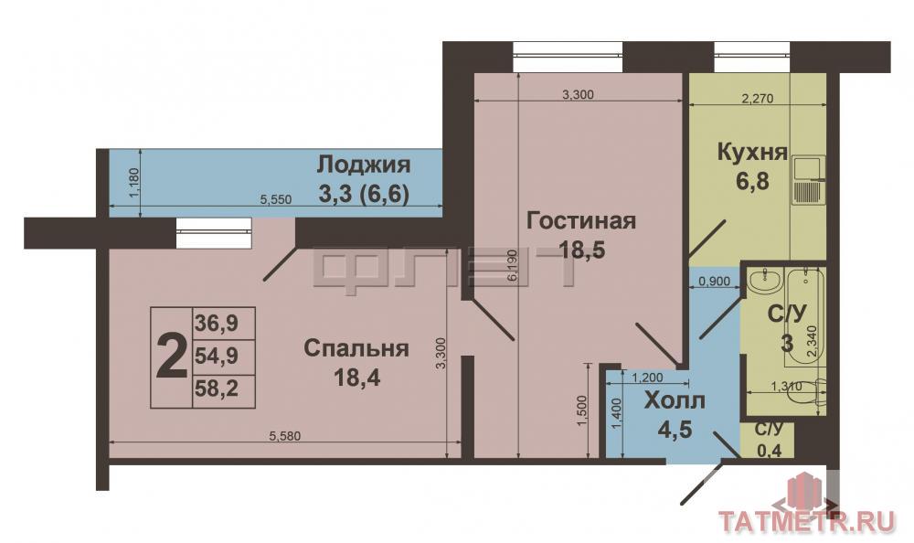 Вахитовский район, ул. Татарстан, 13. Продается в центре города 2К квартира в кирпичном доме. 3 этаж. Квартира с... - 7