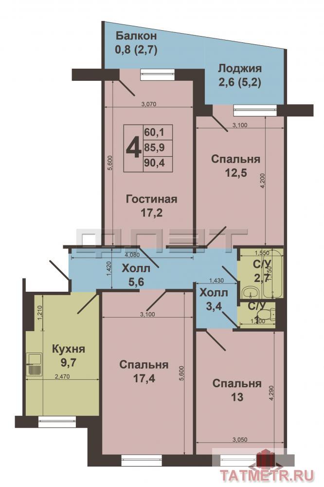 Продажа / Квартиры, Казань, Юлиуса Фучика улица, 4 340 000 Советский район, ул. Юлиуса Фучика, 125. Продается 4К квартира с отличным месторасположением. РАСПАШОНКА! В квартире... - 7