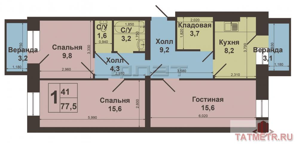 Приволжский район, ул. Зорге, д. 13Б.  Прямо около станции метро Горки, в прекрасном месте, продаётся трёхкомнатная... - 8