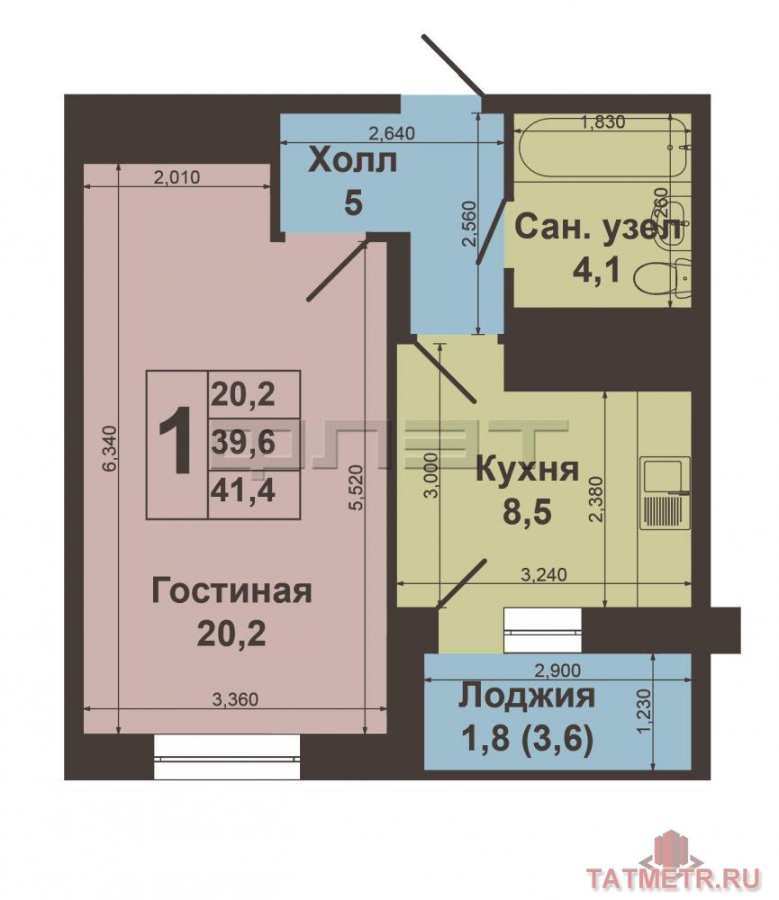 Продажа / Квартиры, Казань, Роторная улица, 2 970 000 Дом Сдан! Выгодное предложение! Продаётся однокомнатная квартира по ул.Роторная 27«В» на 11-м этаже, общей площадью... - 7