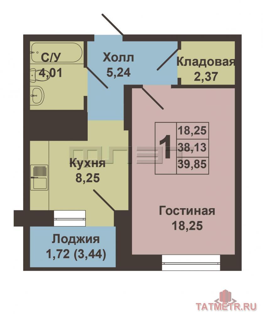 Продажа / Квартиры, Казань, Павлюхина улица, 2 900 000 Продаётся однокомнатная квартира по ул. Павлюхина, ЖК «Возрождение» в Приволжском районе, на 5-м этаже, общей... - 4