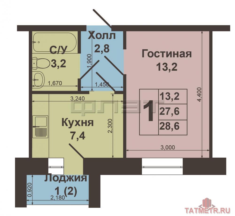 Приволжский район, ул. Модельная 10. На 5 этаже 9-ти этажного кирпичного дома продается квартира общей площадью 28, 6... - 10