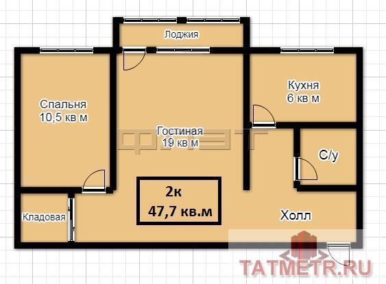 Продажа / Квартиры, Казань, Гвардейская улица, 2 590 000 Советский район, ул.Гвардейская 35а. На 3-м этаже 5-ти этажного дома продается 2-х комнатная квартира общей площадью... - 4