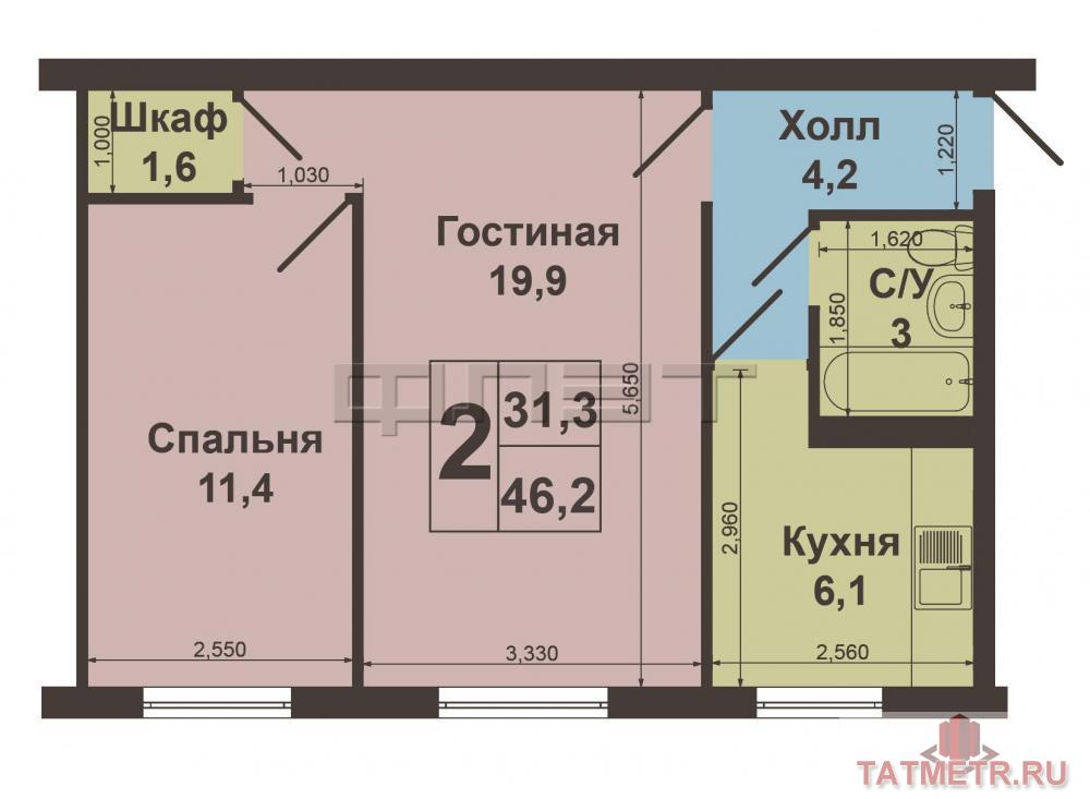 Продажа / Квартиры, Казань, Латышских Стрелков улица, 2 700 000 Советский район, Латышских Стрелков, 37 Продается 2-х комнатная квартира, хрущевского проекта, на 1этаже 5-ти... - 7