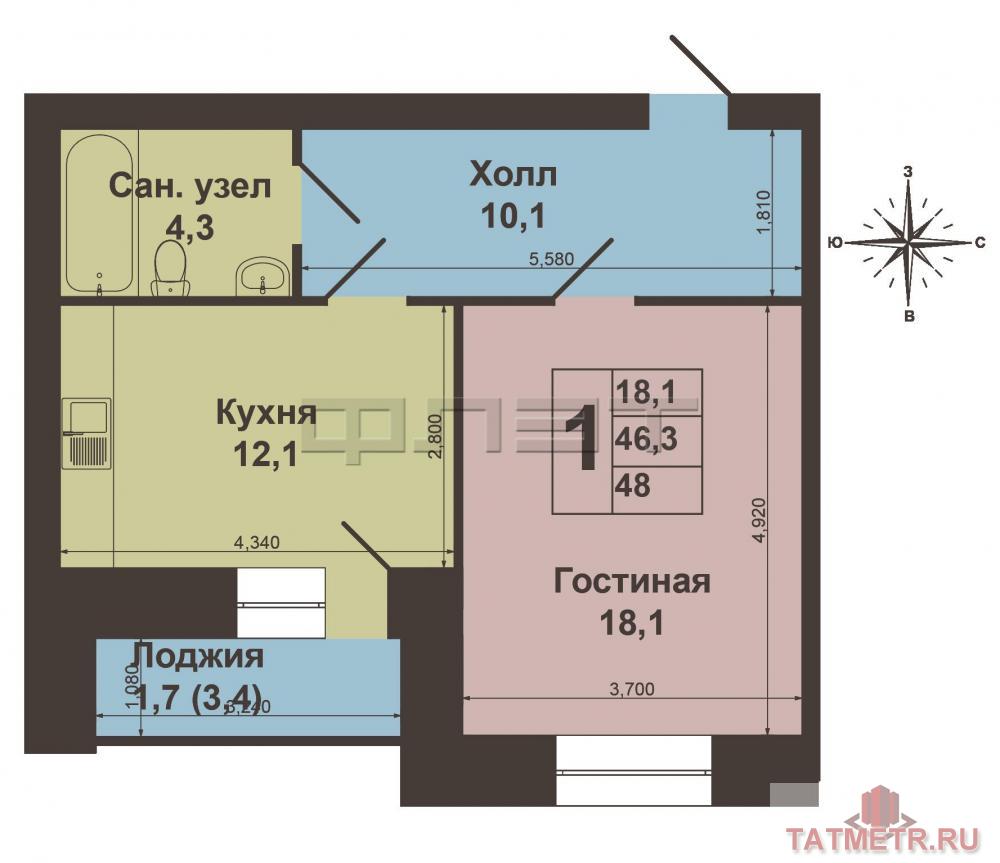 Продажа / Квартиры, Казань, Чапаева улица, 3 400 000 В спальном районе Казани, Авиастроительном, по улице Чапаева д.20, продается очень просторная и светлая... - 7