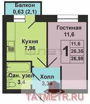 Продажа / Квартиры, Казань, Мамадышский тракт, 1 650 000 Продается 1-комнатная квартира в новом экологически чистом, развитом Жилом Комплексе Царево Villaqe. Общая площадь... - 6