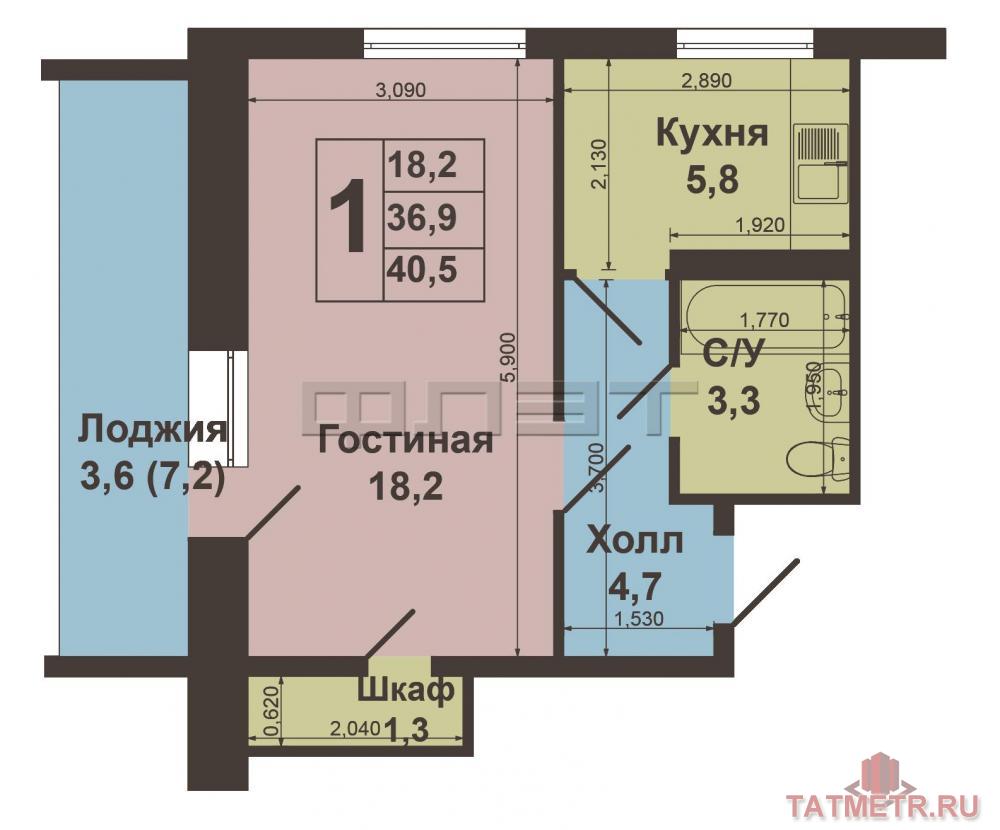 Продажа / Квартиры, Казань, Курчатова улица, 2 500 000 В Приволжском районе по ул. Курчатова д.2, продается комфортная однокомнатная квартира. Расположена на 4 этаже 9-ти... - 6