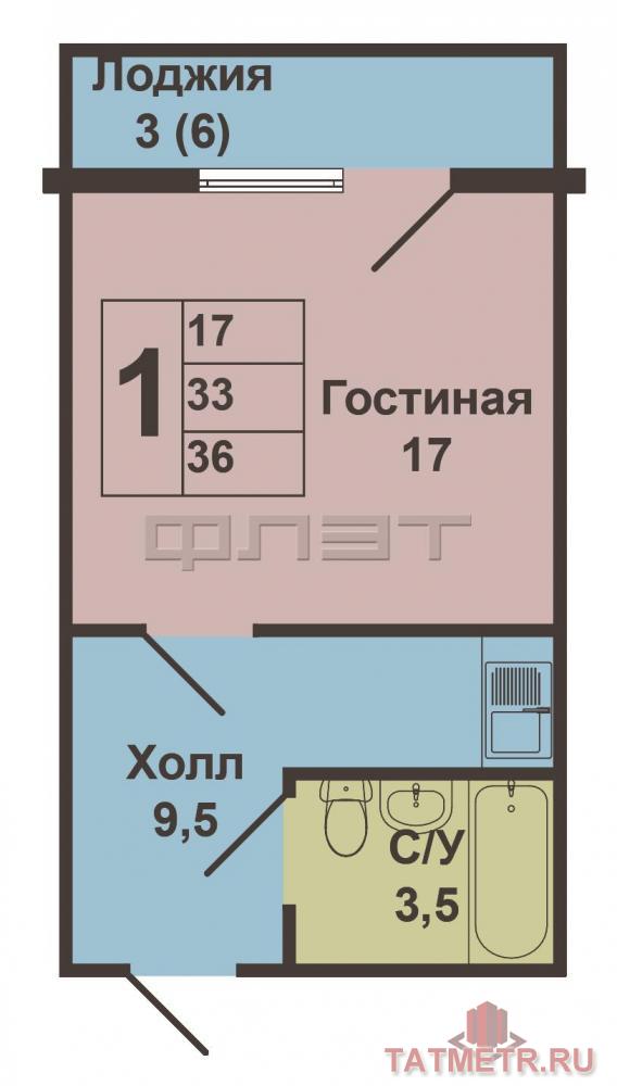 Продается однокомнатная квартира-студия площадью 31м2, по адресу ул. Седова д.1. Расположена на 4 этаже 17 этажного... - 8