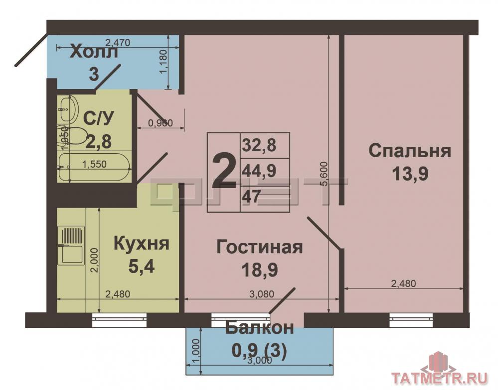 Продажа / Квартиры, Высокая Гора, Юбилейная улица, 1 700 000 Самое выгодное предложение в с.Высокая Гора по ул.Юбилейная, д.3. Продаётся 2 комнатная квартира на 5 этаже 5... - 6