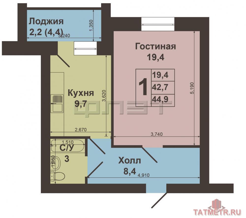 Продажа / Квартиры, Высокая Гора, Мичурина улица, 2 050 000 с.Высокая Гора, ул.Мичурина, д.14. Однокомнатная квартира, кирпичный дом 2008 года постройки, этаж 5/5. Площадь... - 8