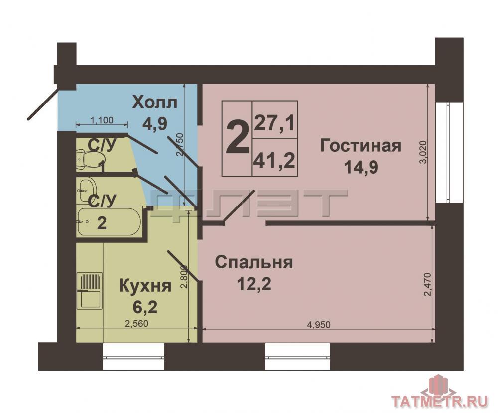 Продажа / Квартиры, Казань, Красной Позиции улица, 2 785 000 Советский район, ул.Красная позиция д.33 Продается уютная двухкомнатная квартира с раздельными комнатами, общей... - 7