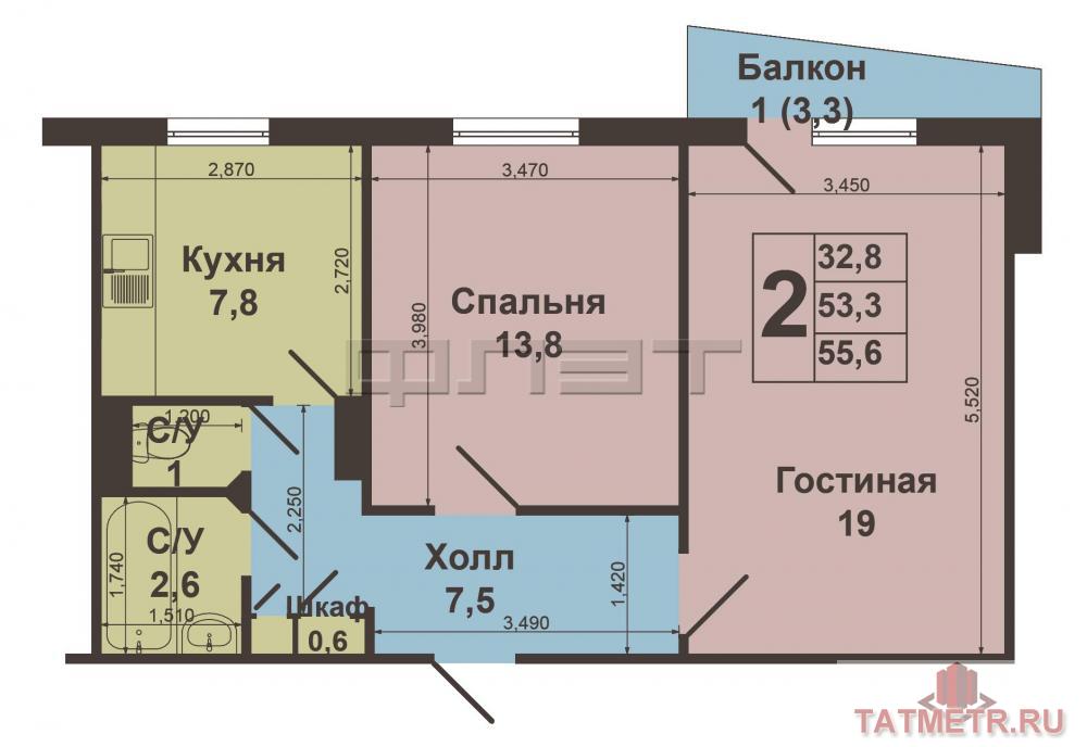 Продажа / Квартиры, Казань, Ломжинская улица, 3 330 000 Продается отличная двухкомнатная квартира по улице Ломжинская, 22. В двух шагах от дома располагаются детские... - 4
