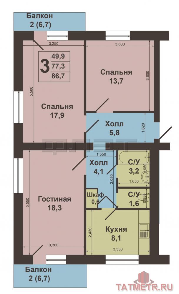 Продажа / Квартиры, Казань, Академика Губкина улица, 3 700 000 Советский район, ул.Академика Губкина, д.17, кв.9 В самом сердце Советского района Казани в 5-ти минутах от Советской... - 7