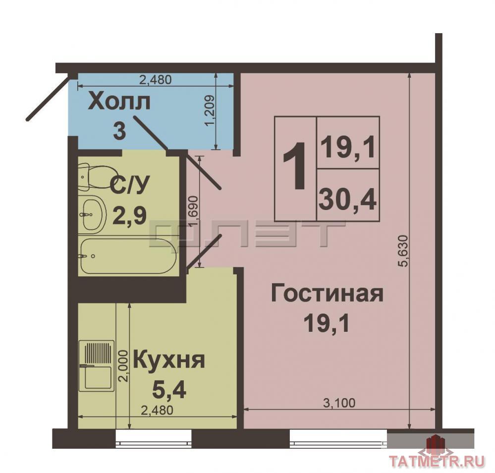 Продажа / Квартиры, Казань, Водстрой улица, 1 490 000 Поселок Киндери, ул.Водстрой, д.6. Продаётся 1- комнатная квартира, не требующая дополнительного ремонта в районе... - 9