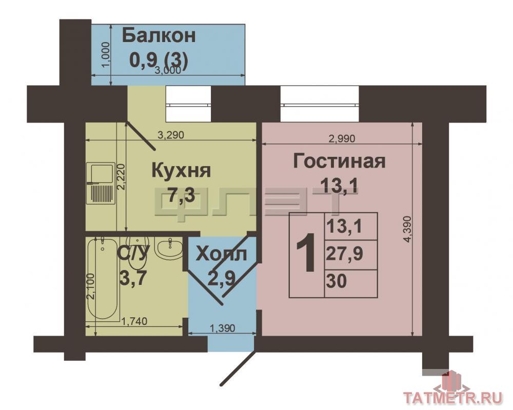 Продажа / Квартиры, Казань, Хусаина Мавлютова улица, 2 780 000 Продается чистая, уютная однокомнатная квартира с хорошим ремонтом по адресу: ул. Мавлютова, д.41. Общая площадь 28... - 4
