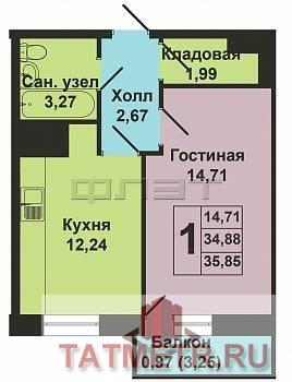 Продажа / Квартиры, Казань, Братьев Баталловых улица, 2 590 000 ПРОДАЕТСЯ: Новая 1-комнатная квартира в Приволжском районе на 25/25 этажного кирпичного дома в современном жилом... - 1