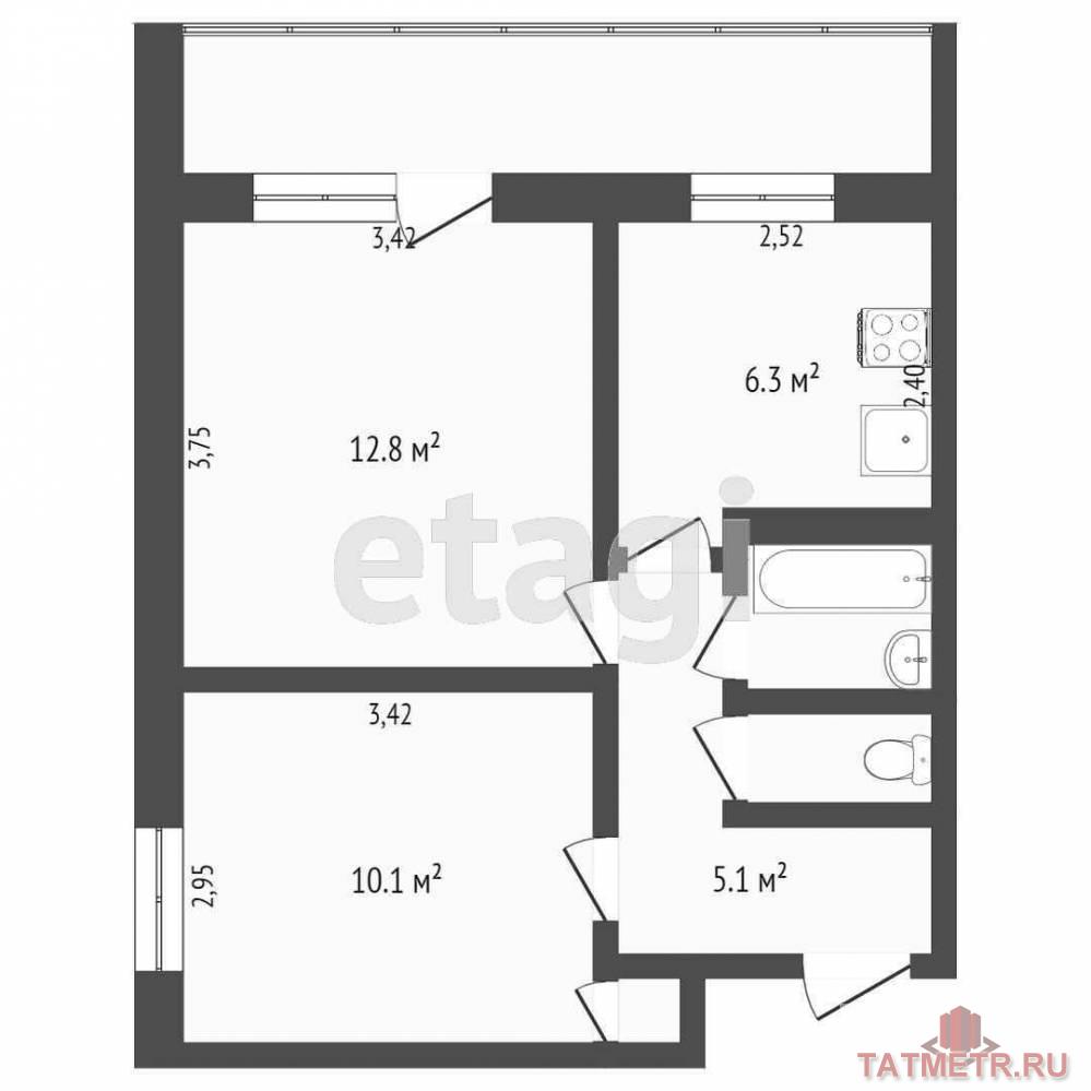 СРОЧНО продаётся двухкомнатная квартира общей площадью 44 кВ.м. на 5 этаже 14 этажного дома по адресу 18/15.  Из окон... - 10