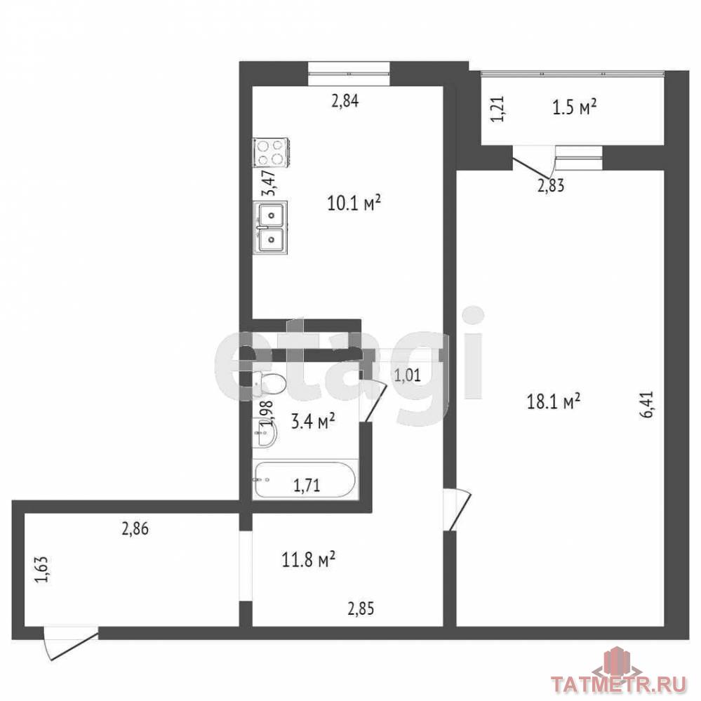 Продажа / Квартиры, Набережные Челны, Аделя Кутуя улица, 2 250 000 СРОЧНО продаётся ПРОСТОРНАЯ ОТЛИЧНАЯ 1 комнатная квартира общей площадью 45 кв.м. на 8 этаже 10 этажного нового дома... - 11