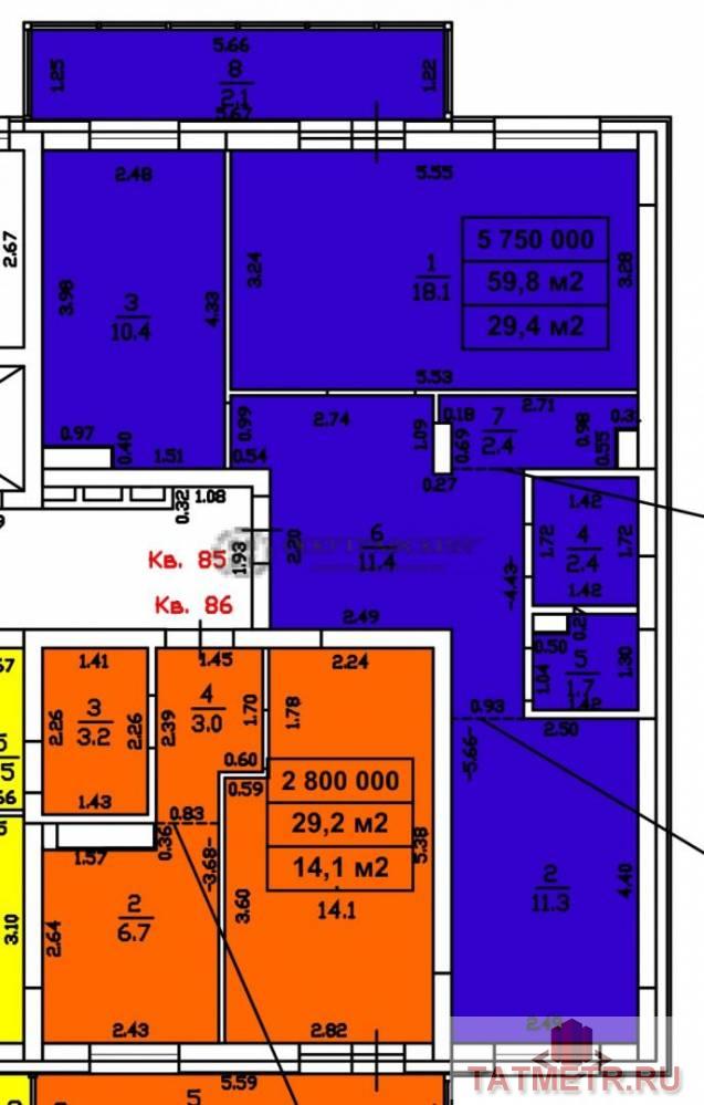 Продажа / Квартиры, Казань, 2-я Ленинградская улица, 5 750 000 Продаю двухкомнатную (по факту евротрешка) в новом доме по ул.Ленинградская. Дом СДАН! И введен в эксплуатацию, можно... - 1